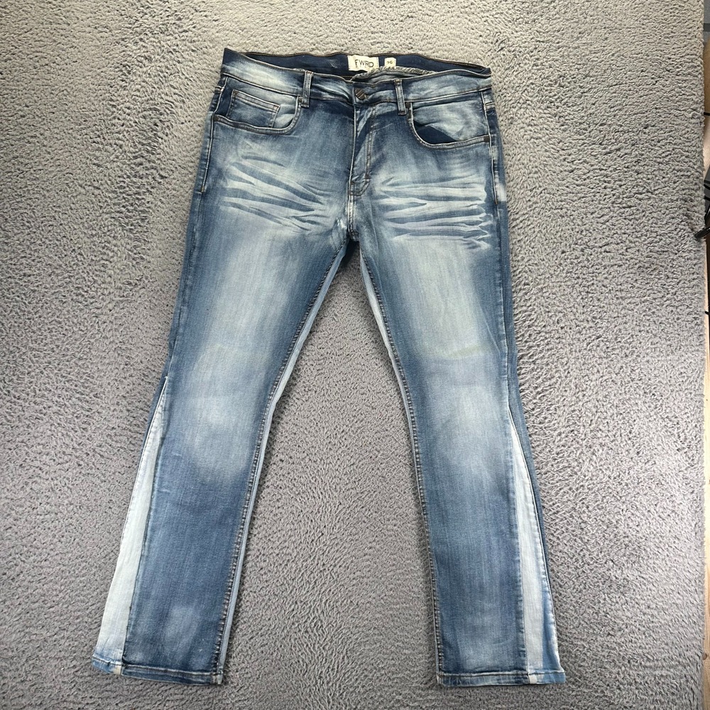 FWRD‎ Jeans Mens 36x30 Blue Cotton Denim Straight Faded Western Workwear Stretch